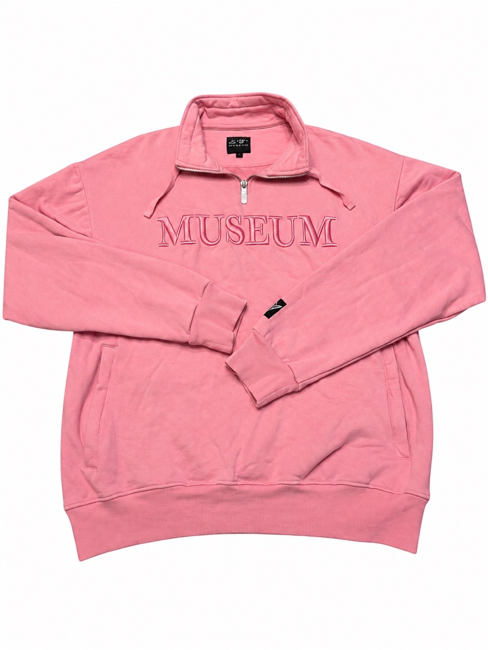 The Museum DC Pink Embroidered Quarter Zip Sweatshirt Pullover Size L